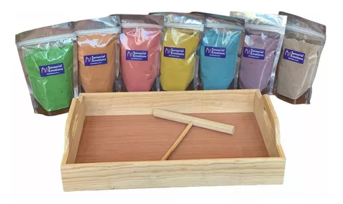 Caja de arena con diferentes texturas y objeptos para estimular los sentidos (No incluye los accesrios de la imagen).