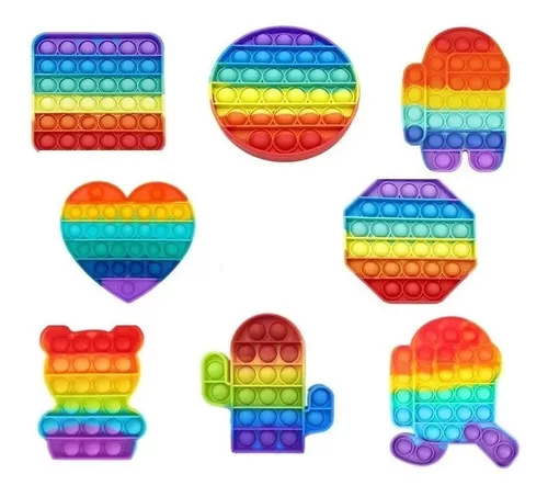 De colores vibrantes con diferentes formas (cuadrado, octágono, círculo y corazón)
